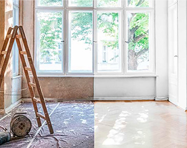 house under renovation, before and after